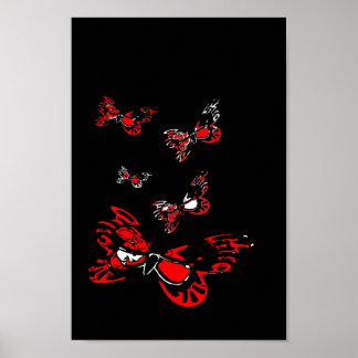 5 Rote Schmetterlinge Poster
