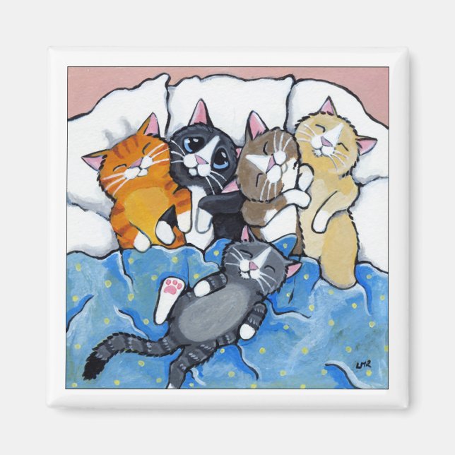 5 Schlaflose Kätzchen - Katze Art Magnet (Vorne)
