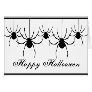 5 Silhouette-Spinnen hängen Halloween-Karte