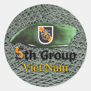 5. Special Forces Group Green Berets Vietnam War  Runder Aufkleber