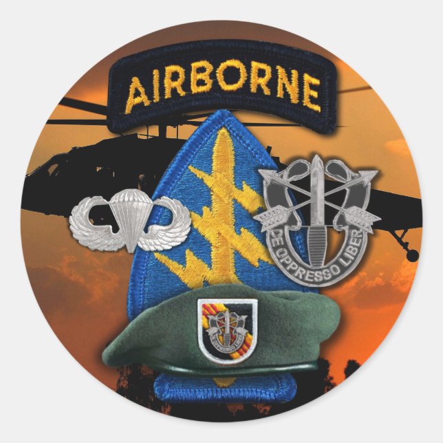 5. Spezialeinheiten Gruppe Grüne Berets SFG SF Vet Runder Aufkleber (Vorderseite)