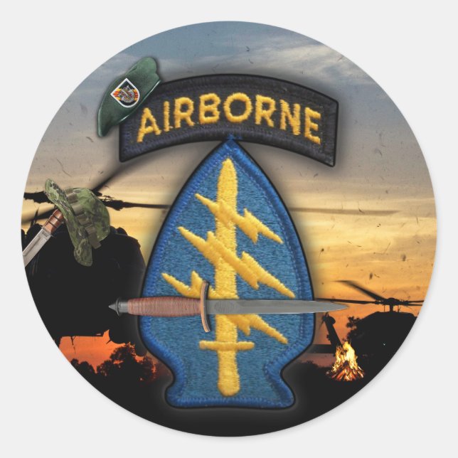 5. Spezielle Kräfte Green Berets lrrps nam Runder Aufkleber (Vorderseite)