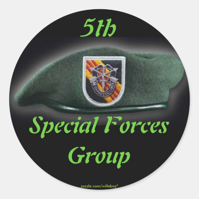 5. Spezielle Kräfte Green Berets SF SFG SOF Runder Aufkleber (Vorderseite)