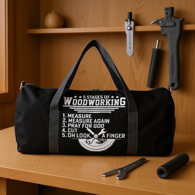 5 Stadien der Holzbearbeitung  Duffle Bag (Von Creator hochgeladen)