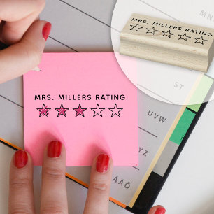 5 Star Rating Review Book Teacher Gummistempel