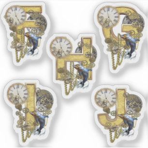 5 Steampunk F G H E J Skulpturensticker Aufkleber