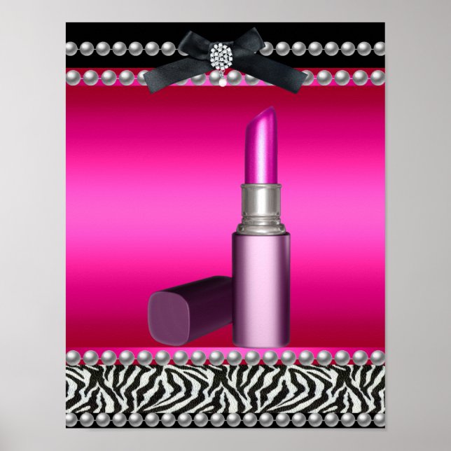 5 Stephanie Banner Hot Pink Zebra Leopard Poster (Vorne)