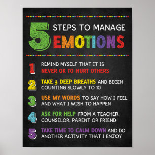 5 Steps to Manage Emotions Classroom Behavior Poster
