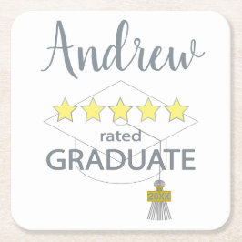 5-Sterne-Absolvent Rechteckiger Pappuntersetzer