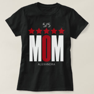 5 Sterne Mama Red White Typografy Name Personalisi T-Shirt