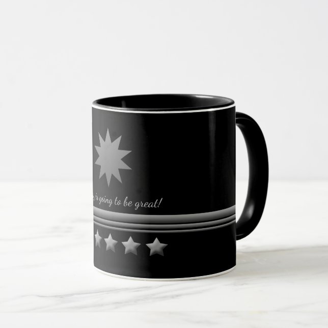 5 Sterne Silver Text Black Beruflich Business Tass Tasse (VorderseiteRechts)