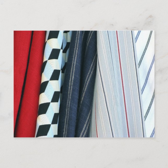 5 Stoffe mit geometrischen Mustern Postkarte (Vorderseite)