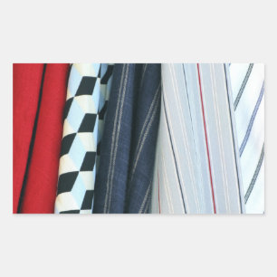 5 Stoffe mit geometrischen Mustern Rechteckiger Aufkleber