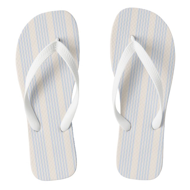 5 Streifen in hellblau und beige Flip Flops (Fußbett)