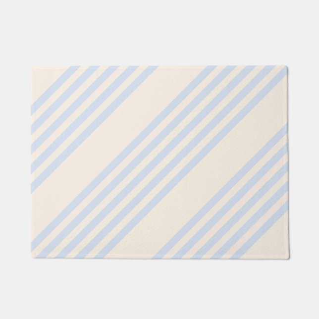 5 Streifen in hellblau und beige Fußmatte (Vorderseite)