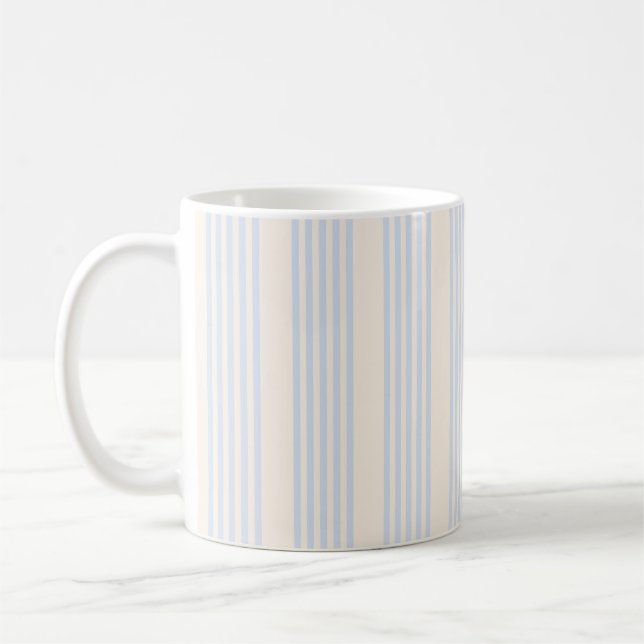5 Streifen in hellblau und beige Kaffeetasse (Links)