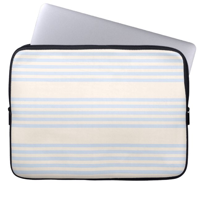 5 Streifen in hellblau und beige Laptopschutzhülle (Vorderseite)