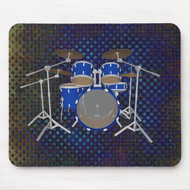 5 Stück Drum Kit - Blue Finish - Drums Mousepad (Vorne)
