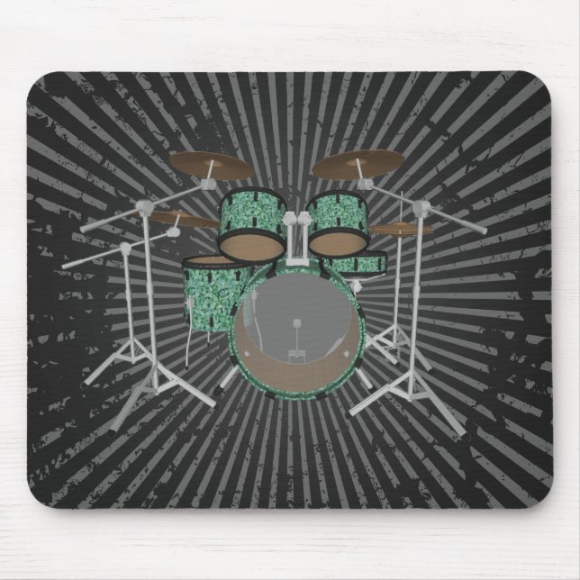 5 Stück Drum Kit - Custom Green Drums - Mousepad (Vorne)