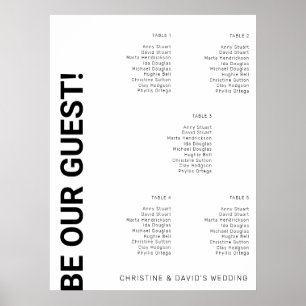 5 Tabellen Einfache White Wedding Chart Poster