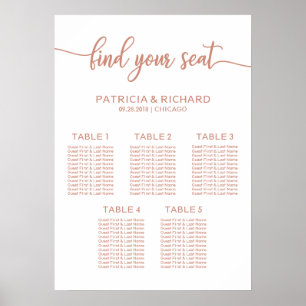 5 Tables Rose Gold Hochzeitssymbole Poster