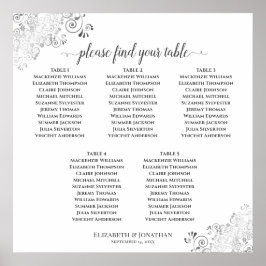 5 Tafelschränke für einfache Hochzeitssitze Silber Poster