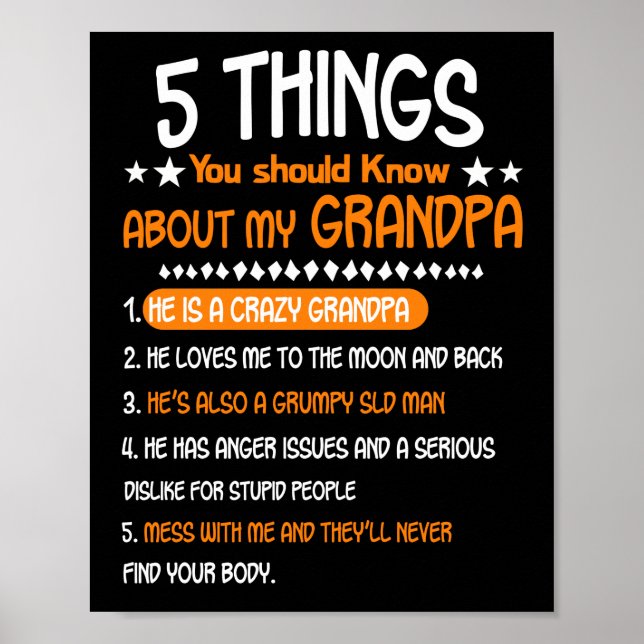5 Things You Should Know About My Grandpa Poster (Vorne)