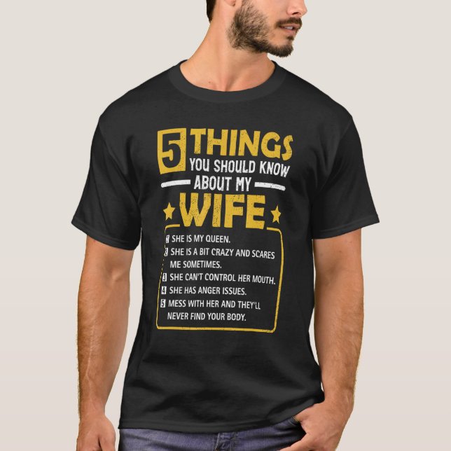 5 Things You Should Know About My Wife  Mommy T-Shirt (Vorderseite)