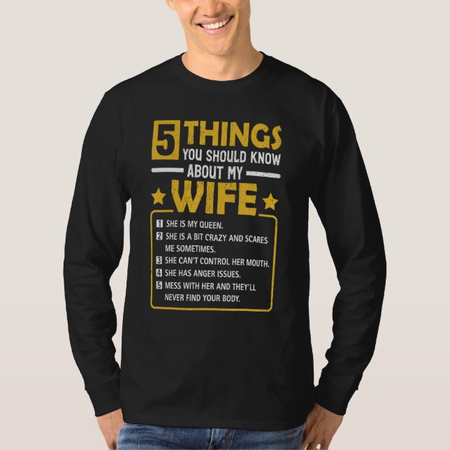 5 Things You Should Know About My Wife  Mommy T-Shirt (Vorderseite)