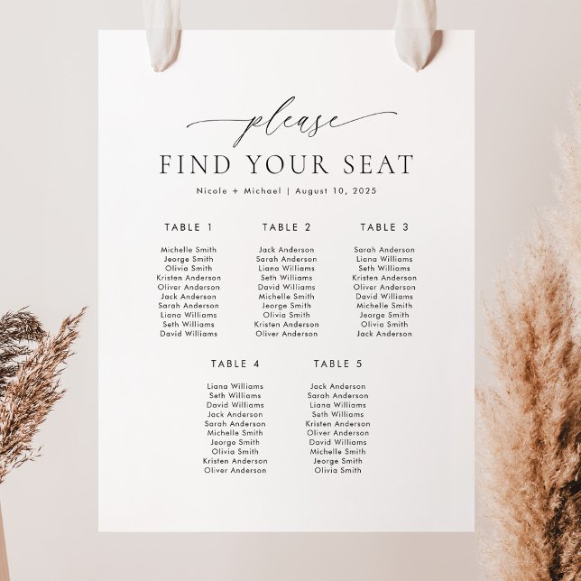 5 Tische Bitte sehen Sie sich Ihre Sitzplakette an Poster (Von Creator hochgeladen)