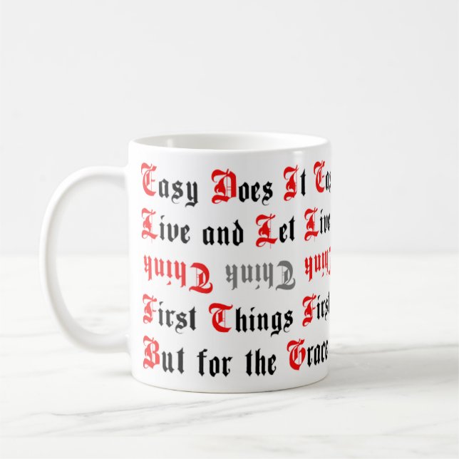 5 Traditionelle Sobriety Slogans Tasse (Links)