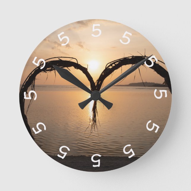 5 Uhr Sonnenuntergang Foto Wall Clock (Vorderseite)