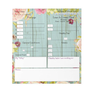 5 und 1 Food Journal Floral and Wood Design Notizblock