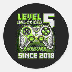 5 Unlocks Phantastisch 2018 Videospiel 5. Geburtst Runder Aufkleber