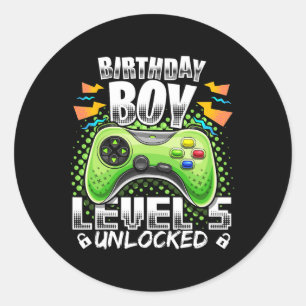 5 Unverriegeltes Videospiel 5. Geburtstag Gamer Ge Runder Aufkleber