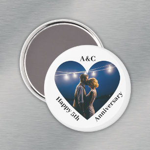 5 Wedeljubiläum Couple Keepake Heart Foto Magnet