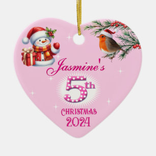 5. Weihnachts-Personalisierte Mädchenherz Keramik Ornament