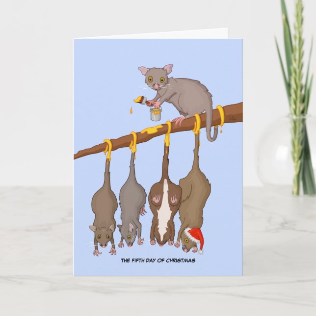 5. Weihnachtsfeiertag (5 Goldene Ringe) Feiertagskarte (Vorderseite)