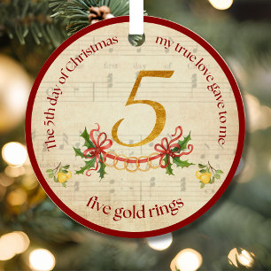 5. Weihnachtstag Fünf goldene Ringe Ornament Aus Metall