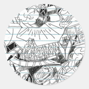 5 Wolken-Stift-Gekritzel-Notizbuch-Papier-Skizze Runder Aufkleber