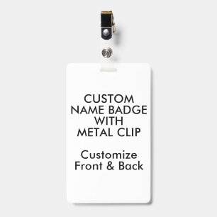 5" x 3" Namensschild mit Metallclip leer Ausweis
