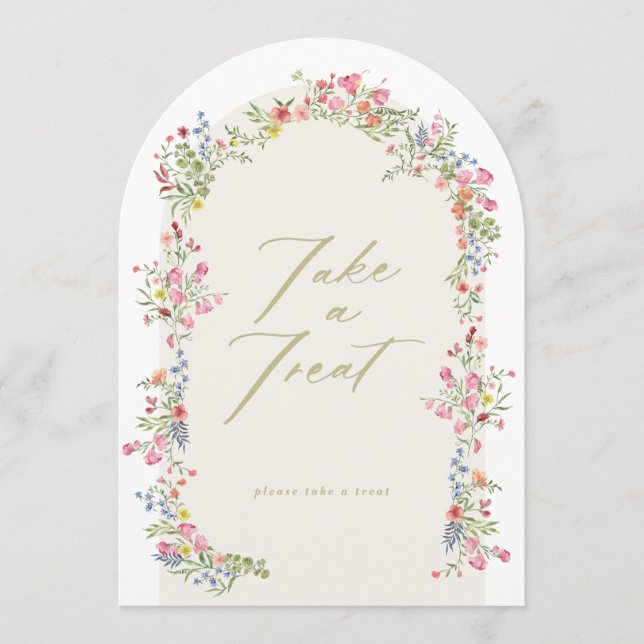 5 x 7 arch floral take a treat bridal shower sign einladung (Vorderseite)