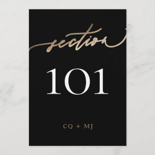 5 x 7" Black Gold Calligraphy Wedding Tischnummer