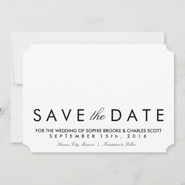 5" x 7" Einfache Chic Ticket-Save the Date Vorlage (Vorderseite)