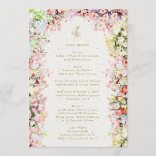 5 x 7 französische Chateau-Blumen-Sommerhochzeit Menükarte
