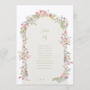 5 x 7 Frühlingsblumenbogen Gastnamen Tischnummer