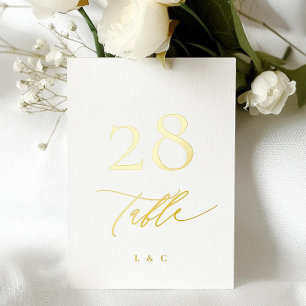 5 x 7 Gold Schwarz Weiß Formelle Hochzeit Tischnum Folieneinladung