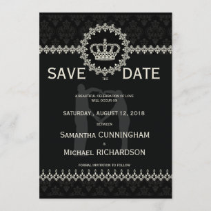 * 5" x 7" Modern Laces Crown Wedsport Save The Date