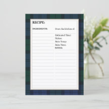 5" x 7" Rezeptkarte - Tartan Dark Watch Muster