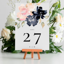 5 x 7 Romantische Navy Florals Hochzeiten Tischnum